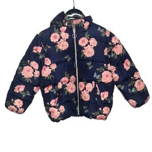 H&M Dark blue pink floral  jacket